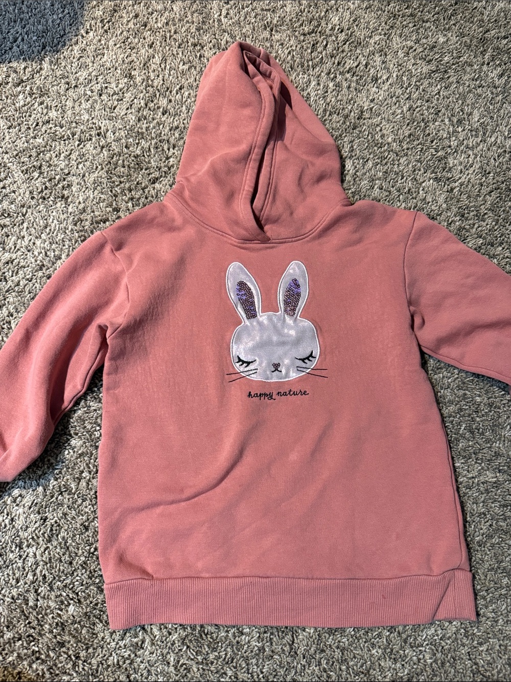 H&M Dusty Rose Bunny Hoodie with Sequin Ears